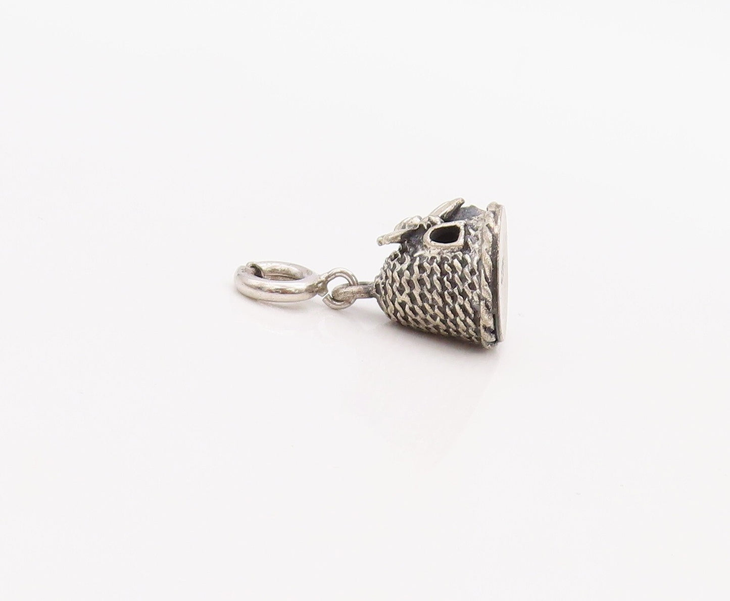 925 Sterling Silver Vintage Pendant Domed Carved Wind Mill  PT23562
