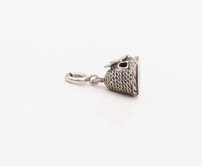 925 Sterling Silver Vintage Pendant Domed Carved Wind Mill  PT23562
