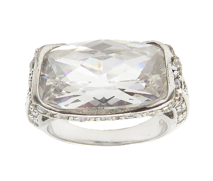 925 Sterling Silver  Sparkling Cubic Zirconia Square Band Ring Sz 5  RG10286
