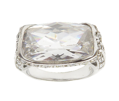 925 Sterling Silver  Sparkling Cubic Zirconia Square Band Ring Sz 5  RG10286
