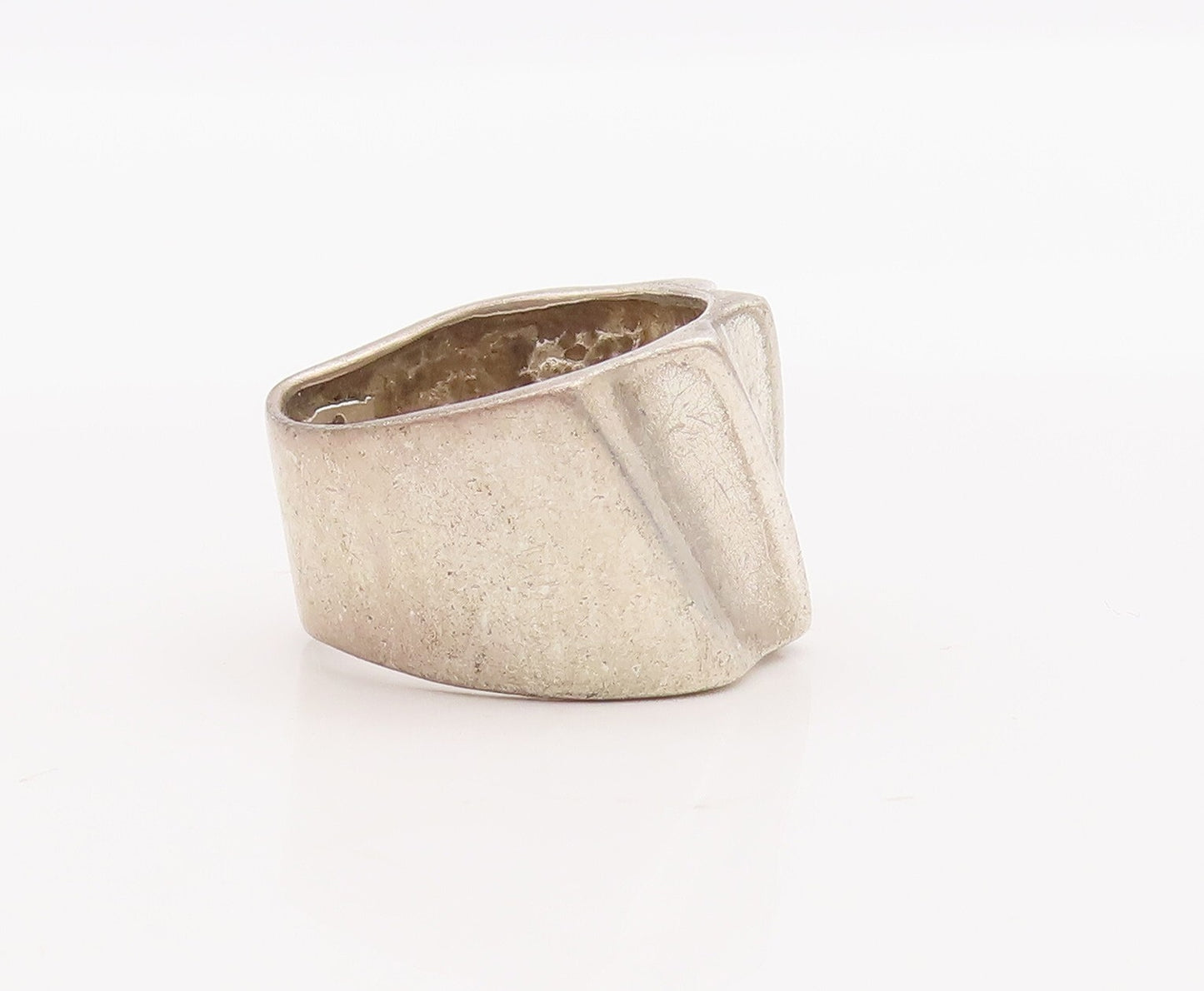 925 Sterling Silver Vintage Ring Solid Carved Slant Lines   Sz 6.5  RG29099