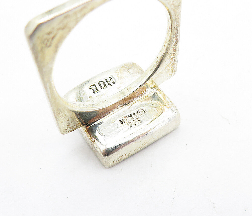 MEXICO 925 Sterling Silver  Vintage Cobble Stone Cocktail Ring Sz 8  RG5789
