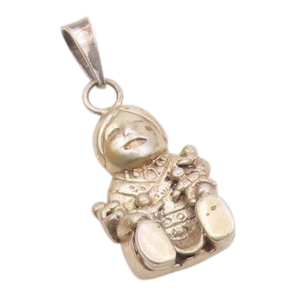 MEXICO 925 Sterling Silver  Vintage Dark Tone Sitting Old Lady Pendant  PT7857