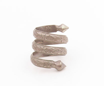 925 Sterling Silver Vintage Ring Chinese Export Floral Wrap Band  Sz 8  RG33780
