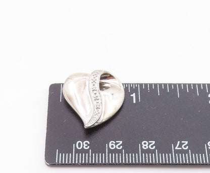 925 Sterling Silver  Vintage Genuine Diamonds Love Heart Pendant  PT18203