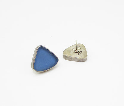 925 Sterling Silver  Vintage Sparkly Gemstone Triangular Stud Earrings  EG1848