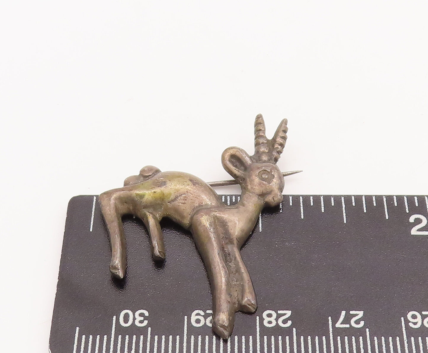 925 Sterling Silver Vintage Brooch Pin Antique Baby Deer With Long Horns BP11089