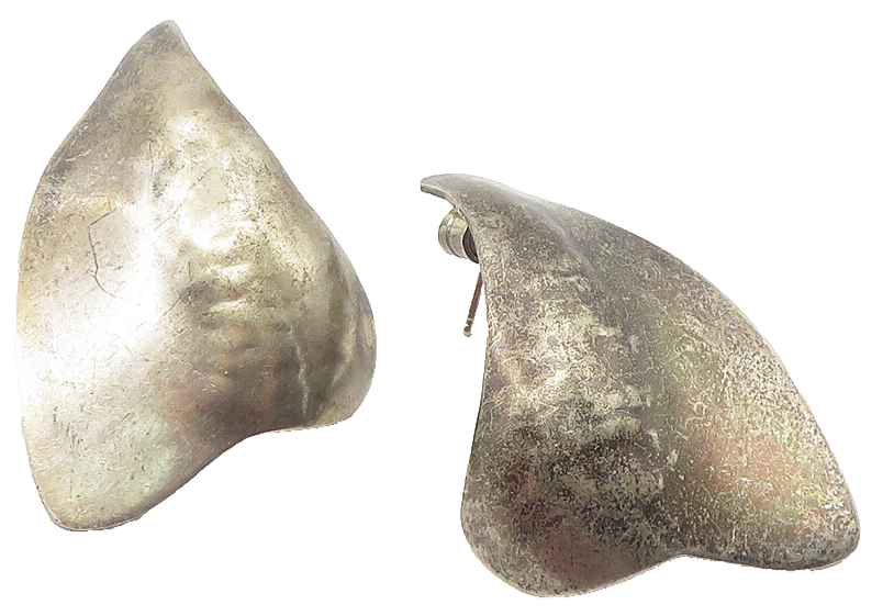 925 Sterling Silver  Vintage Modernist Designed Smooth Drop Earrings  EG6085