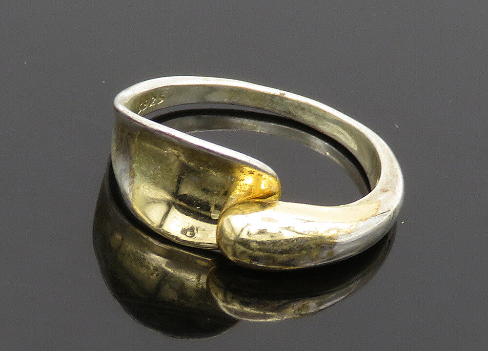 925 Sterling Silver  Vintage Shiny Concave Bypass Band Ring Sz 8  RG20483