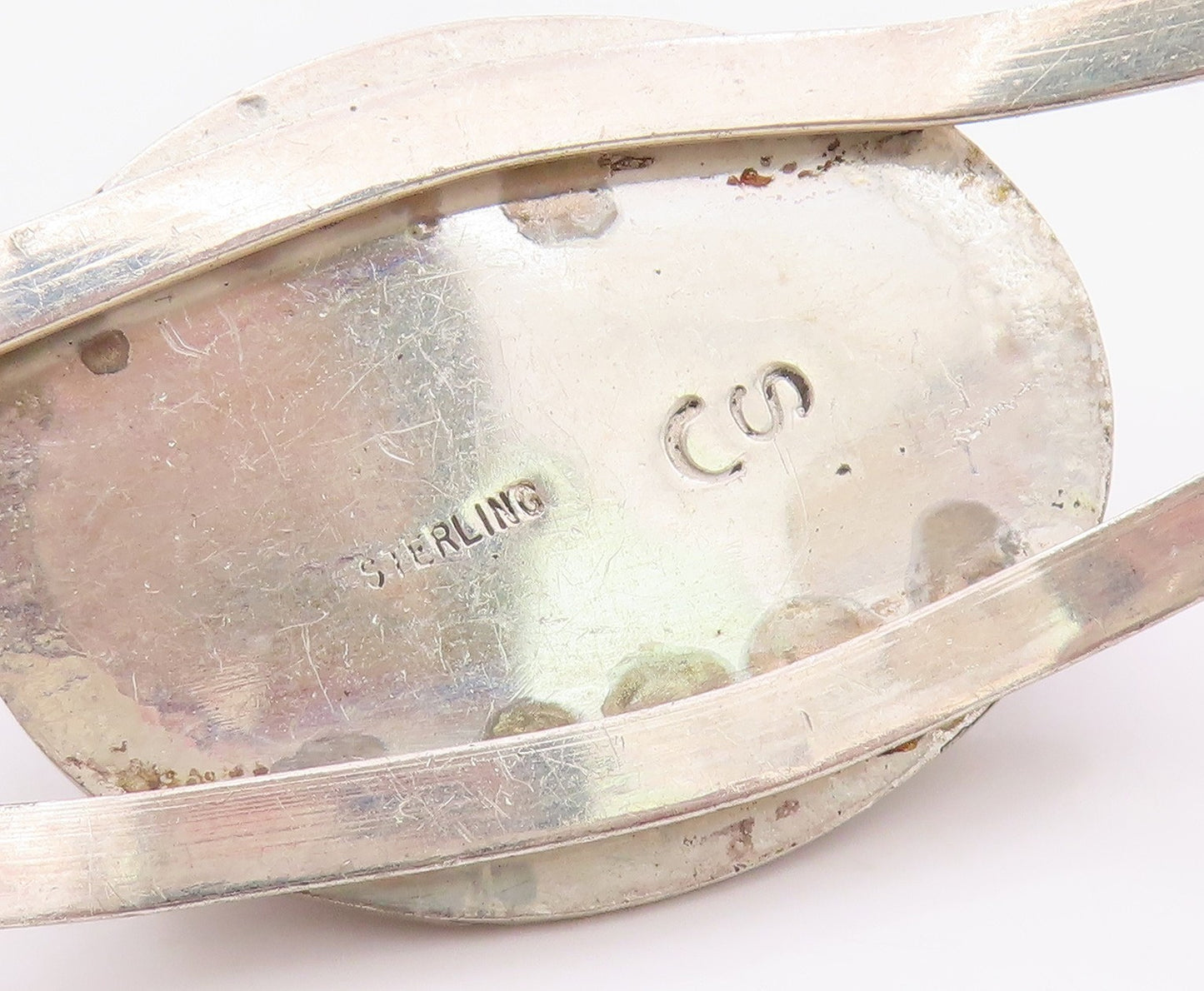925 Sterling Silver Vintage Bracelet NAVAJO STANLEY BAIN Hematite Cuff  BT12099