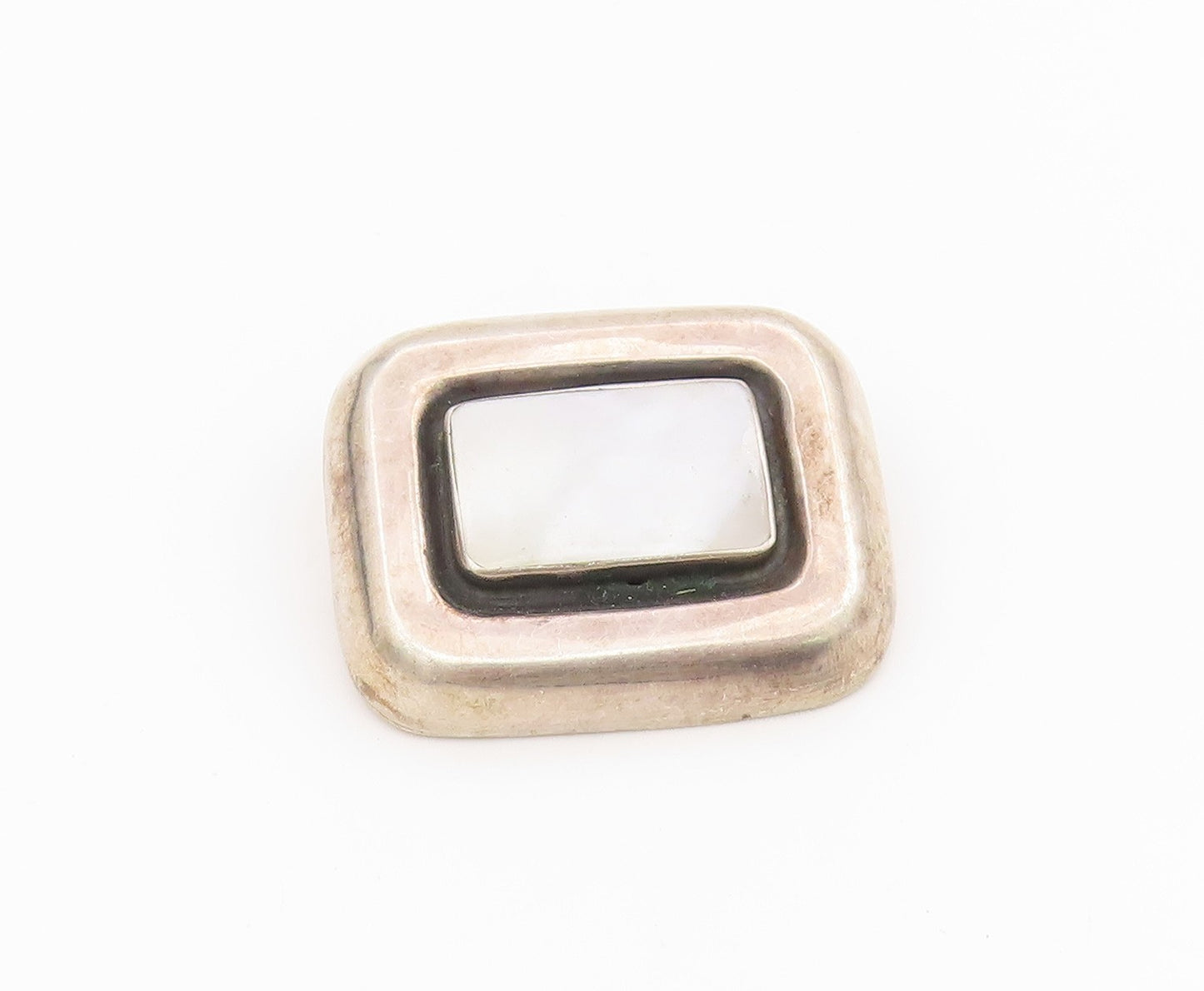 925 Sterling Silver Vintage Brooch Pin POLAND Mother Of Pearl Charm  BP12191