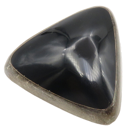 ALICIA MEXICO 925 Silver Vintage Cabochon Cut Black Onyx Brooch Pin  BP5406