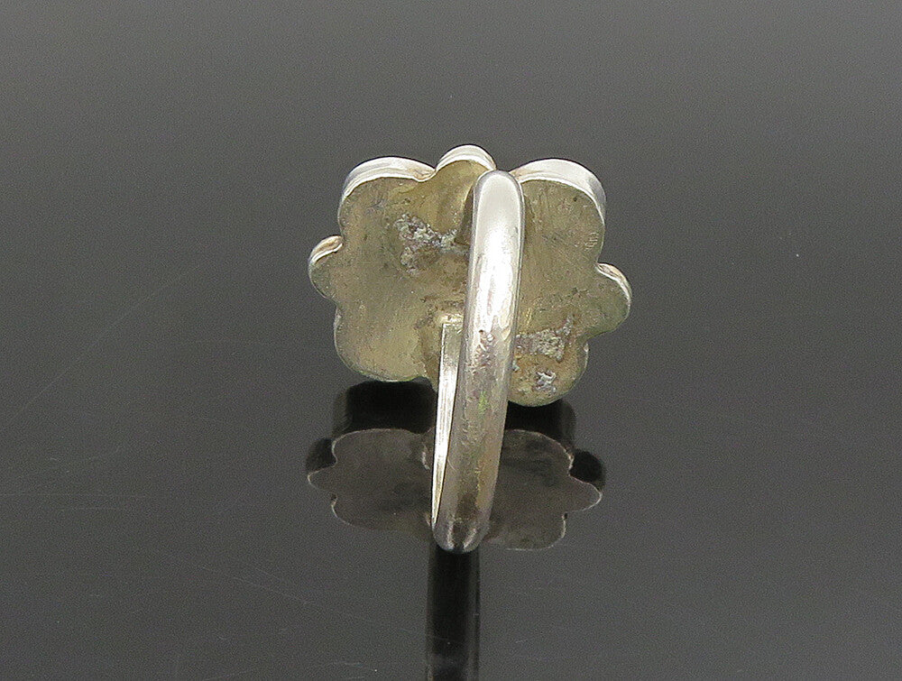 925 Silver Vintage Beaded Floral Turquoise Ring Sz 5.5 RG24488