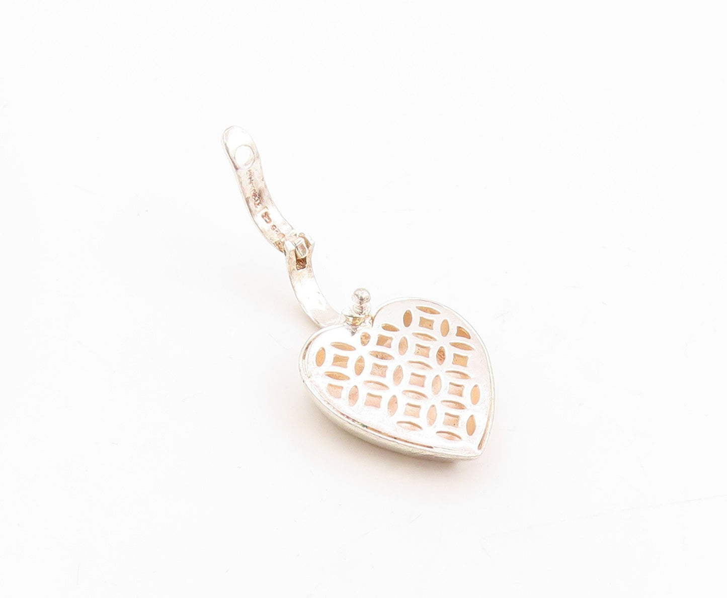 925 Sterling Silver Vintage Pendant Minimalist Solid Love Heart Charm  PT25415