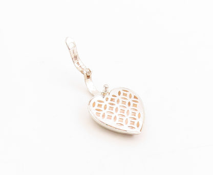 925 Sterling Silver Vintage Pendant Minimalist Solid Love Heart Charm  PT25415