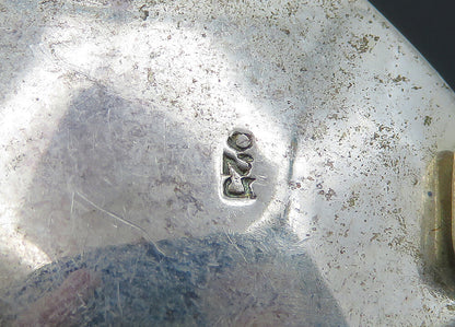 925 Sterling Silver  Vintage Freshwater Pearl Shiny Hammered Pendant  PT16353