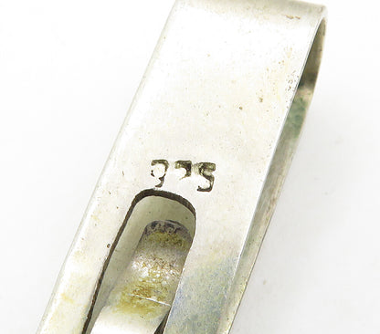 925 Sterling Silver  Vintage Oxidized Detail Square Tie Clip  TR2199