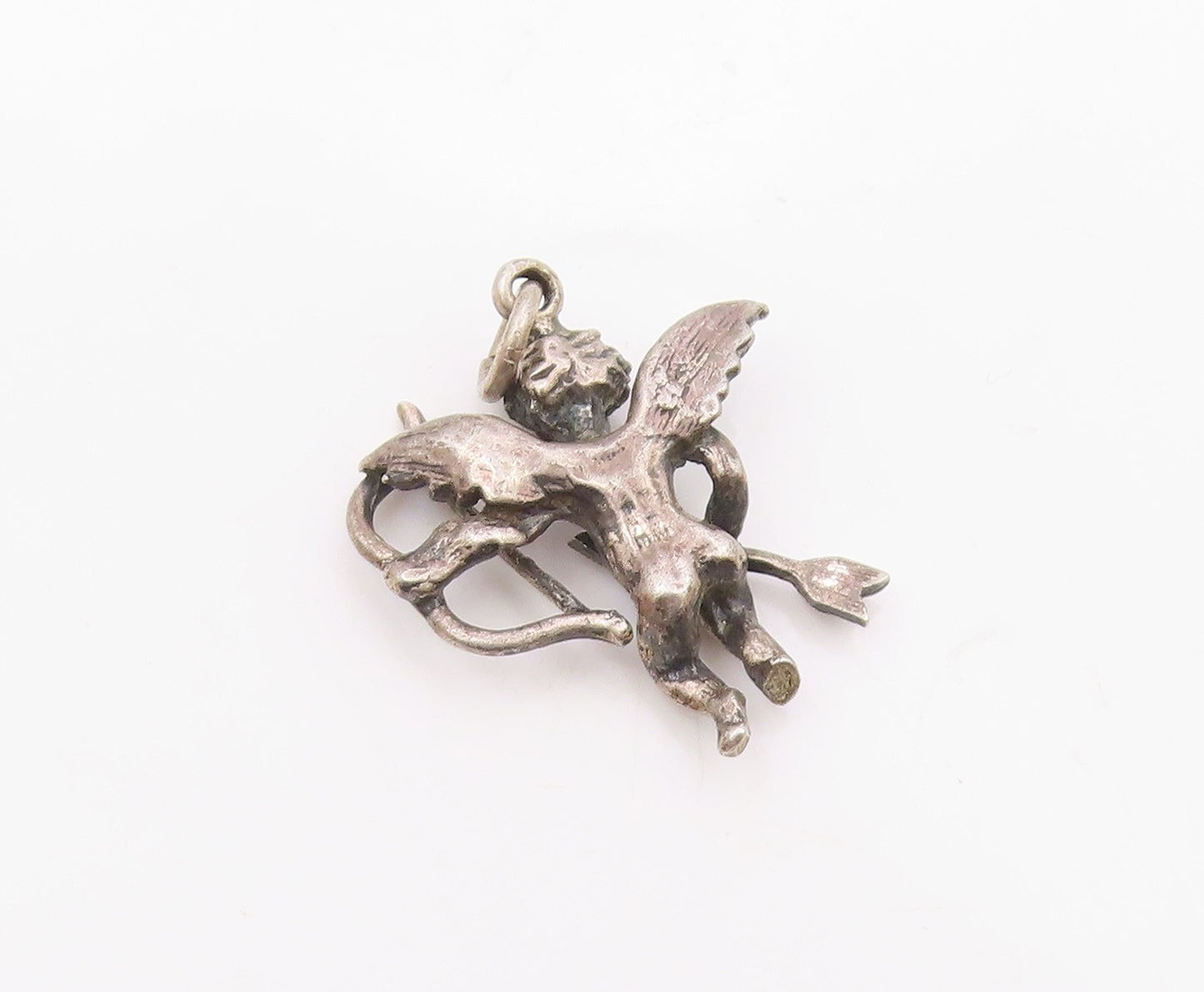 925 Sterling Silver  Vintage Baby Cupid With Bow & Arrow Pendant  PT21641