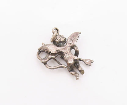 925 Sterling Silver  Vintage Baby Cupid With Bow & Arrow Pendant  PT21641