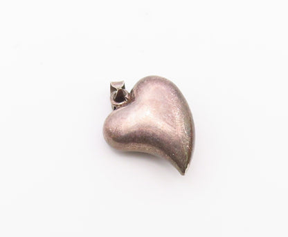 925 Sterling Silver  Vintage Black Hematite Encrusted Heart Pendant  PT14536