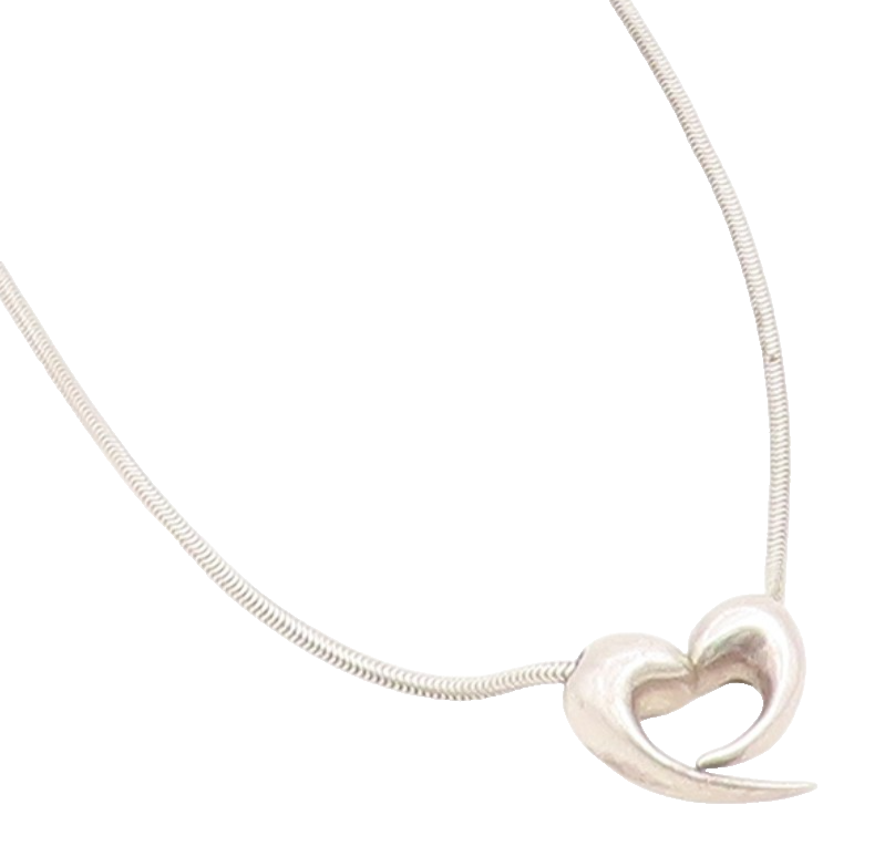 925 Sterling Silver Vintage Necklace ZINA Minimalist Love Heart Chain  NE4784