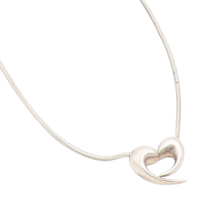 925 Sterling Silver Vintage Necklace ZINA Minimalist Love Heart Chain  NE4784
