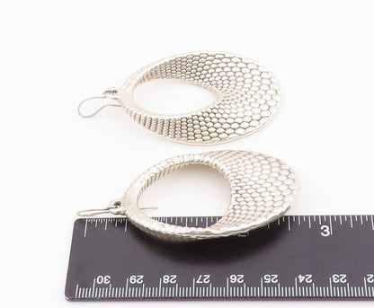 925 Sterling Silver Vintage Earrings ISRAEL Classic Textured Oval Dangle EG14260