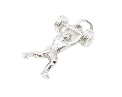 925 Sterling Silver  Vintage Petite Shiny Body Builder Motif Pendant  PT9339
