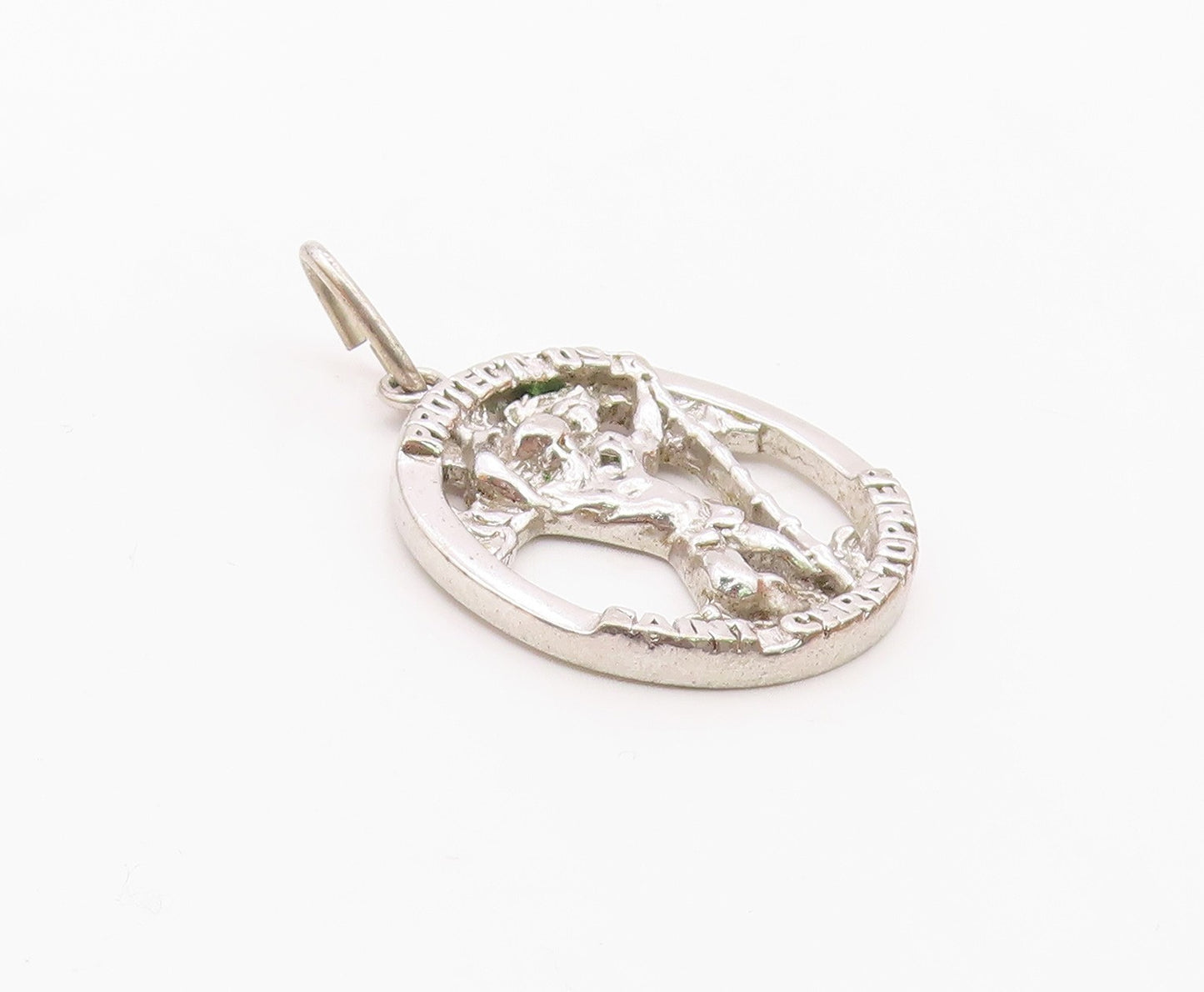 LAMODE 925 Silver  Vintage St. Christopher Protection Prayer Pendant  PT18435