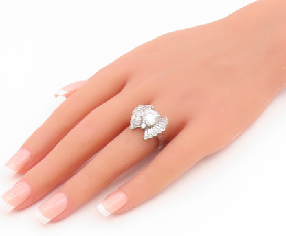 925 Sterling Silver Vintage Ring Round & Baguette Cut CZ Band  Sz 8  RG35277