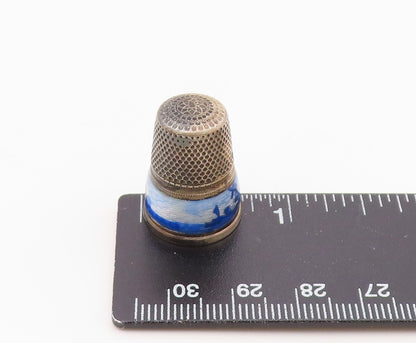 925 Sterling Silver  Vintage Enamel Ocean Scenery Thumb Thimble  TR3332