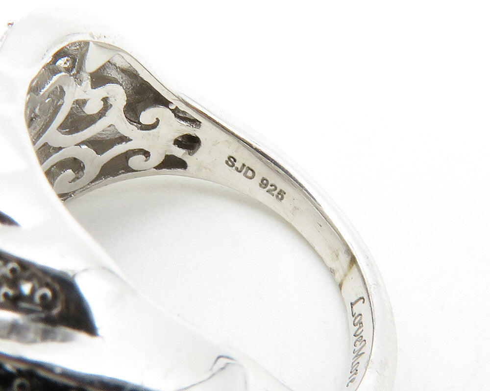 925 Sterling Silver  Cubic Zirconia & Black Hematite Band Ring Sz 5  RG13445