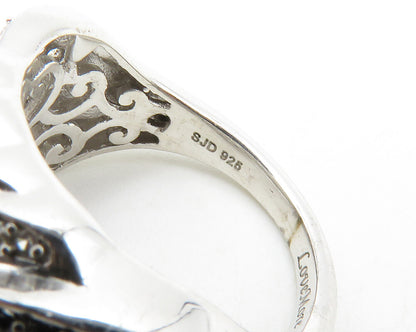 925 Sterling Silver  Cubic Zirconia & Black Hematite Band Ring Sz 5  RG13445