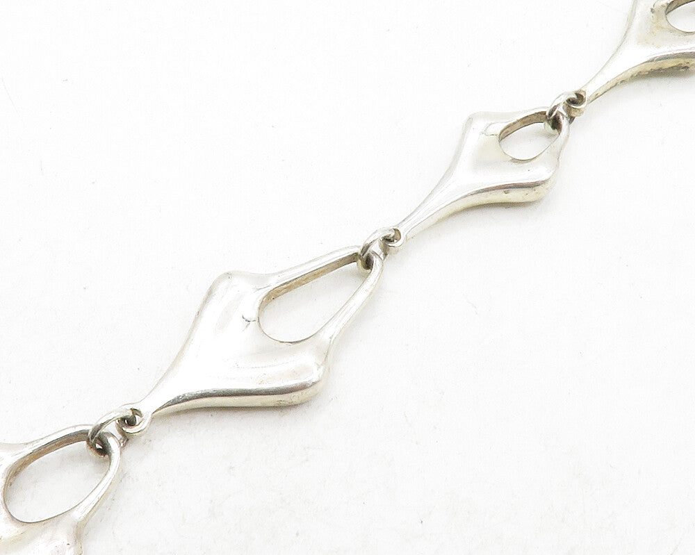 RLM STUDIO 925 Silver  Vintage Shiny Sculpted Link Chain Necklace  NE2222