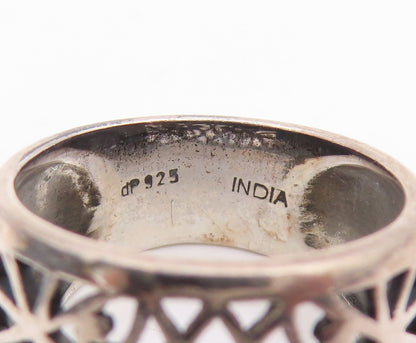 925 Sterling Silver Vintage Ring Intricate Scrollwork Wide Band  Sz 7  RG34897