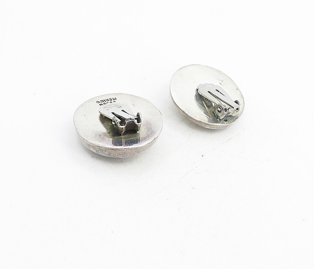 MEXICO 925 Sterling Silver  Vintage Swirl Dome Non Pierce Earrings  EG4478