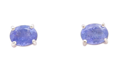 925 Sterling Silver Vintage Earrings Minimalist Oval Cut Tanzanite Stud  EG13798