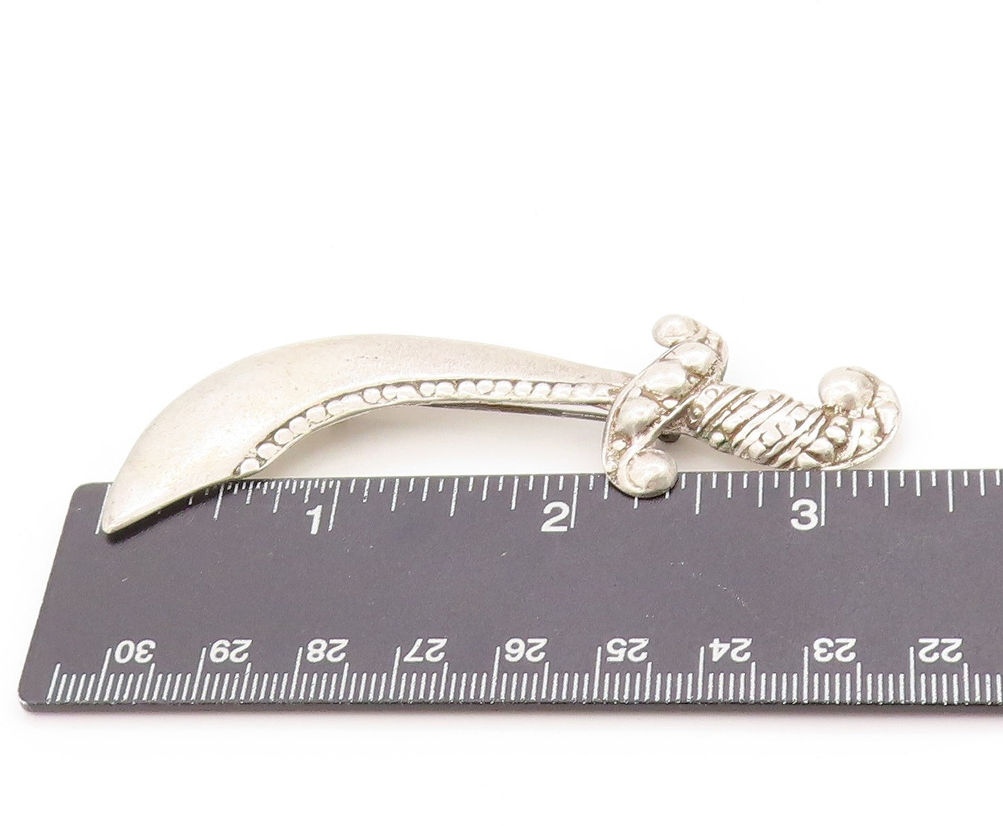 925 Sterling Silver Vintage Brooch Antique Scimitar Sword Warrior Pin   BP11884