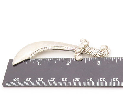 925 Sterling Silver Vintage Brooch Antique Scimitar Sword Warrior Pin   BP11884