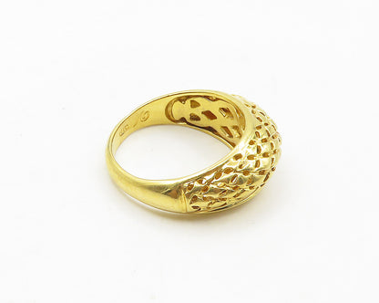 925 Sterling Silver  Shiny Gold Plated Cutout Dome Band Ring Sz 10  RG17226