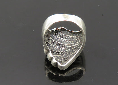 925 Sterling Silver  Vintage Shiny Fluted Wing Style Band Ring Sz 7  RG20488