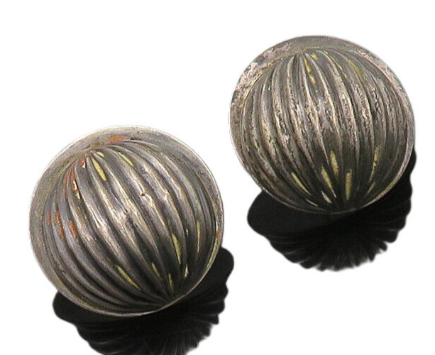 925 Sterling Silver  Vintage Oxidized Hollow Fluted Drop Earrings  EG9768