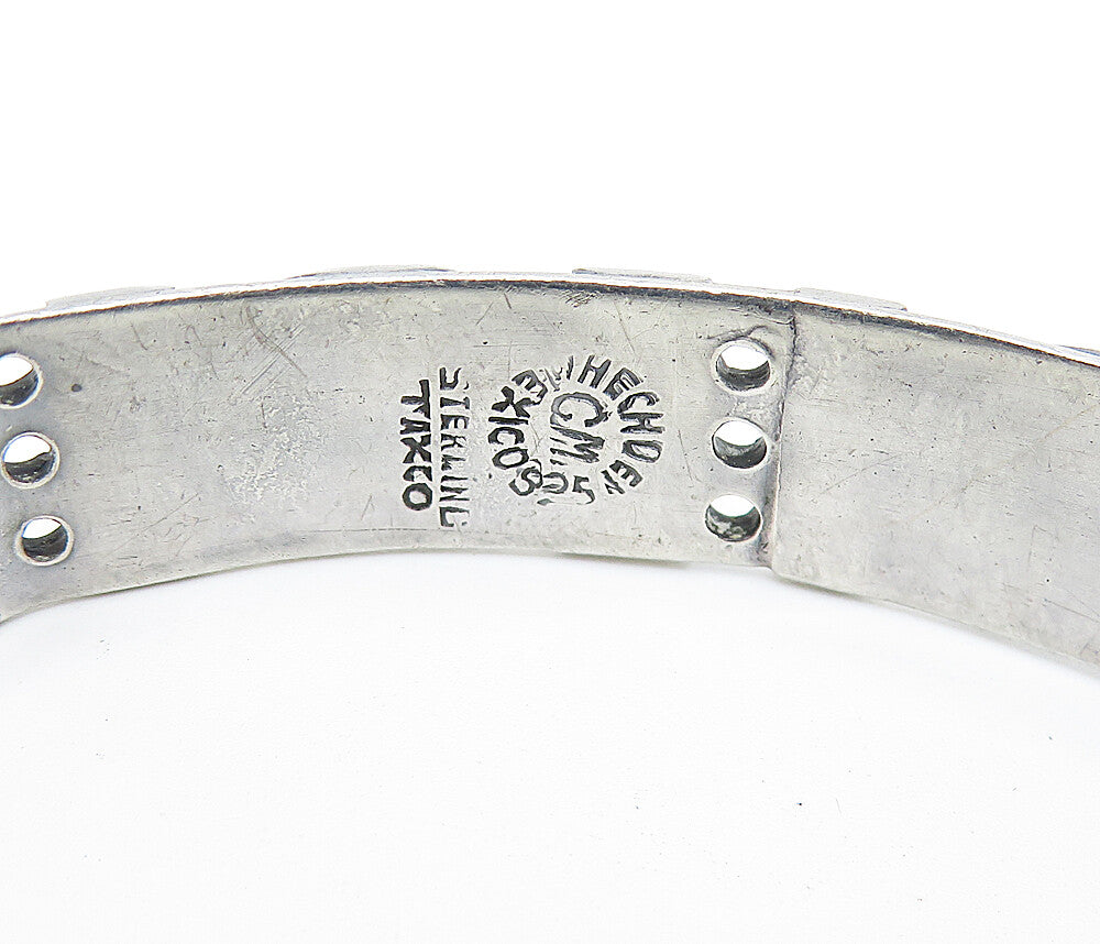 CM MEXICO 925 Sterling Silver Vintage Face Pattern Bangle Bracelet  BT3036