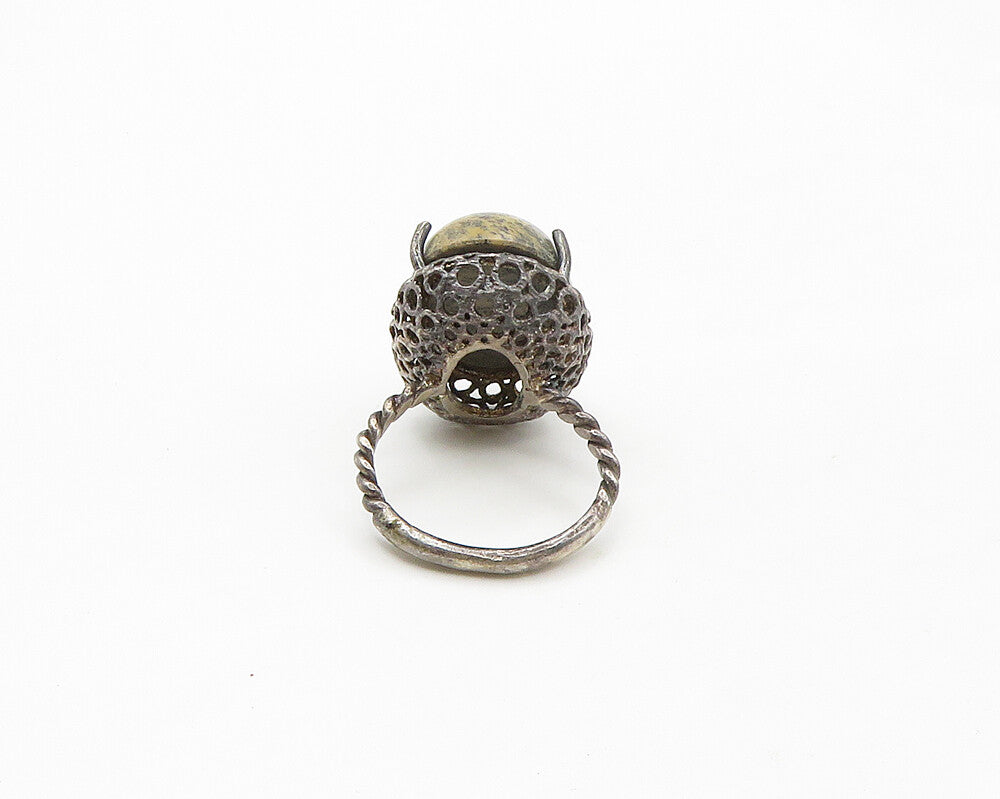 925 Sterling Silver   Vintage Cabochon Cut Jasper Cocktail Ring Sz 6  RG17258