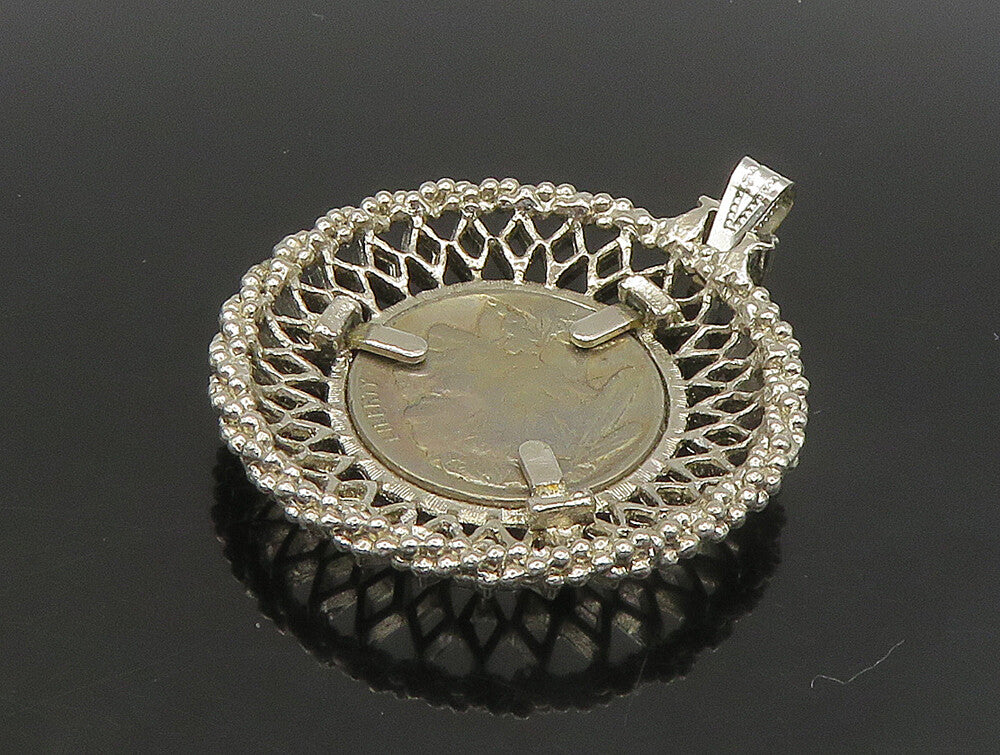 925 Sterling Silver  Vintage Twist Border 1929 Nickel Coin Pendant  PT19583