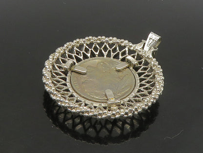925 Sterling Silver  Vintage Twist Border 1929 Nickel Coin Pendant  PT19583