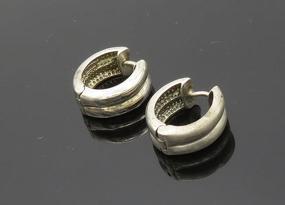 925 Sterling Silver  Vintage Shiny Petite Round Hinge Hoop Earrings  EG9961
