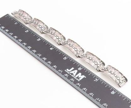 925 Sterling Silver Vintage Bracelet Classic Hammered Wide Panel Link  BT12057