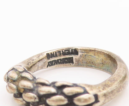 925 Sterling Silver Vintage Ring NORWAY Dark Tone Rope Carved Band  Sz 6 RG33346