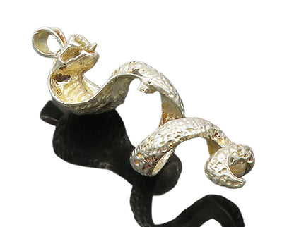 925 Sterling Silver  Vintage Shiny Slithering Cobra Snake Pendant  PT11689